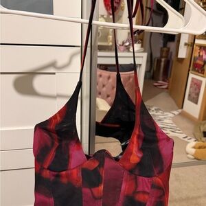 White Fox Boutique Red and Black Tank Top